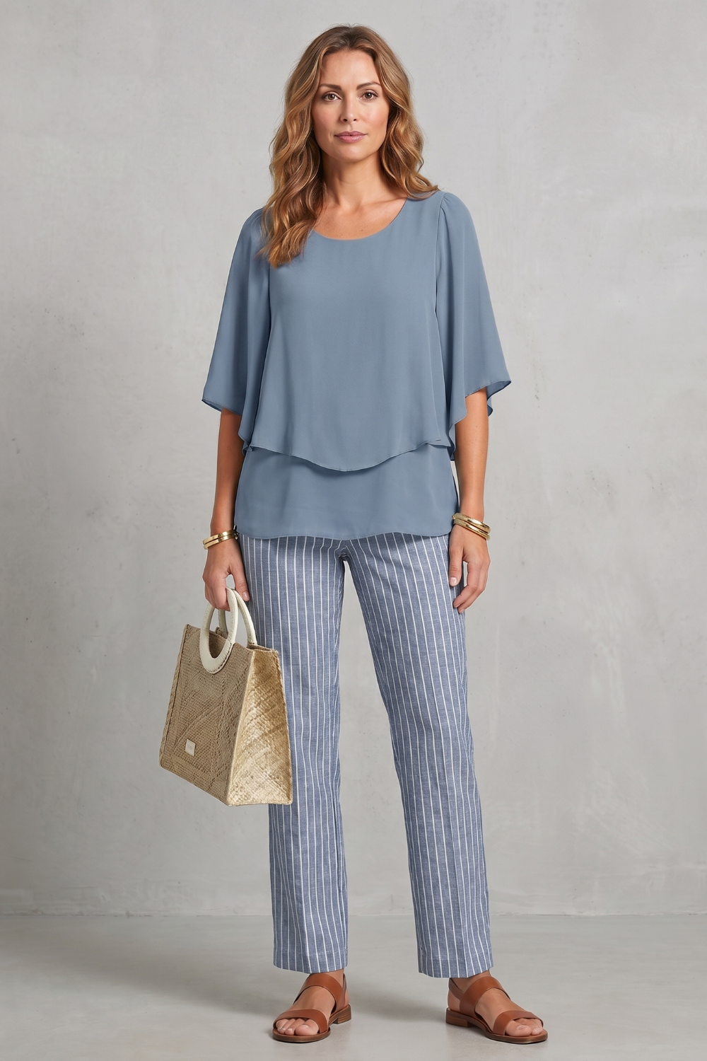 Women's Floral Print Top and Wide Leg Trouser Set - Coralienne