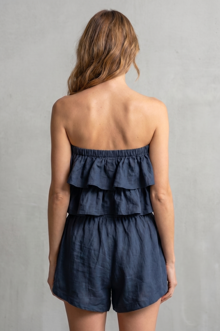 Women's Ruffle Bandeau Top and Shorts Co-ord Set - Henrielle
