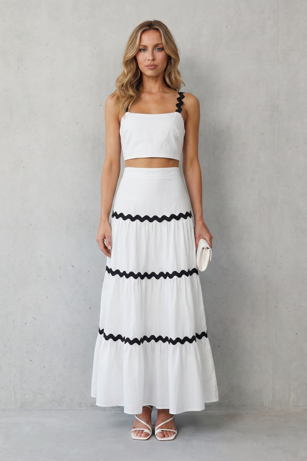 Women's Crop Top and Tiered Maxi Skirt Co-ord Set - Aubrisse