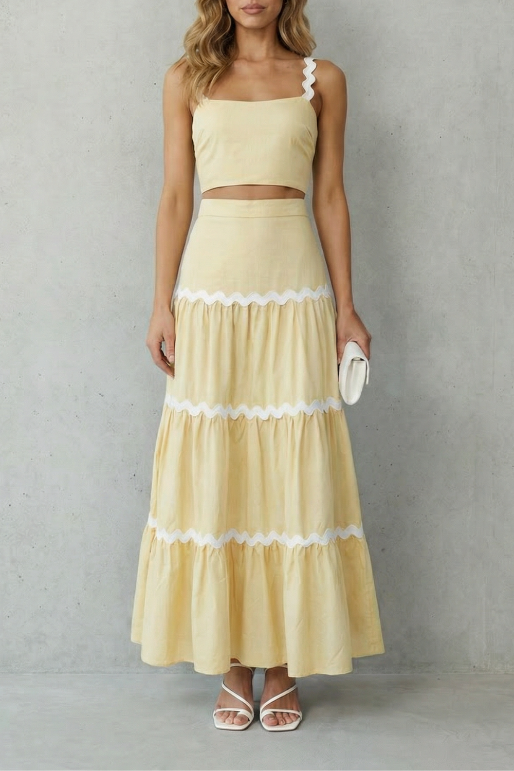 Women's Crop Top and Tiered Maxi Skirt Co-ord Set - Aubrisse