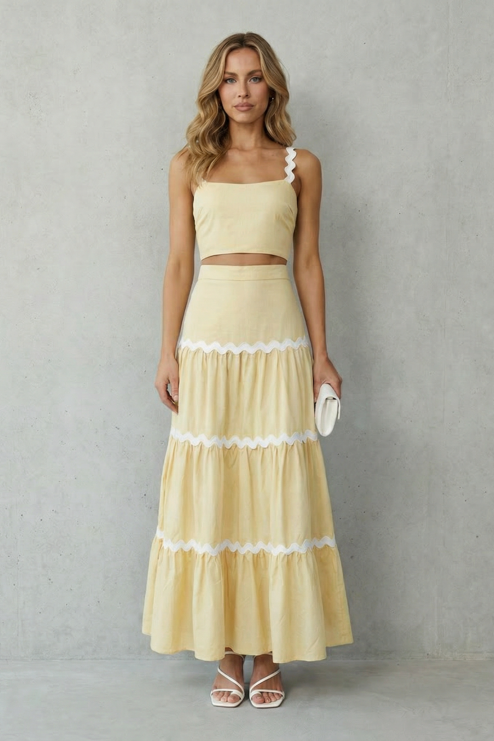 Women's Crop Top and Tiered Maxi Skirt Co-ord Set - Aubrisse