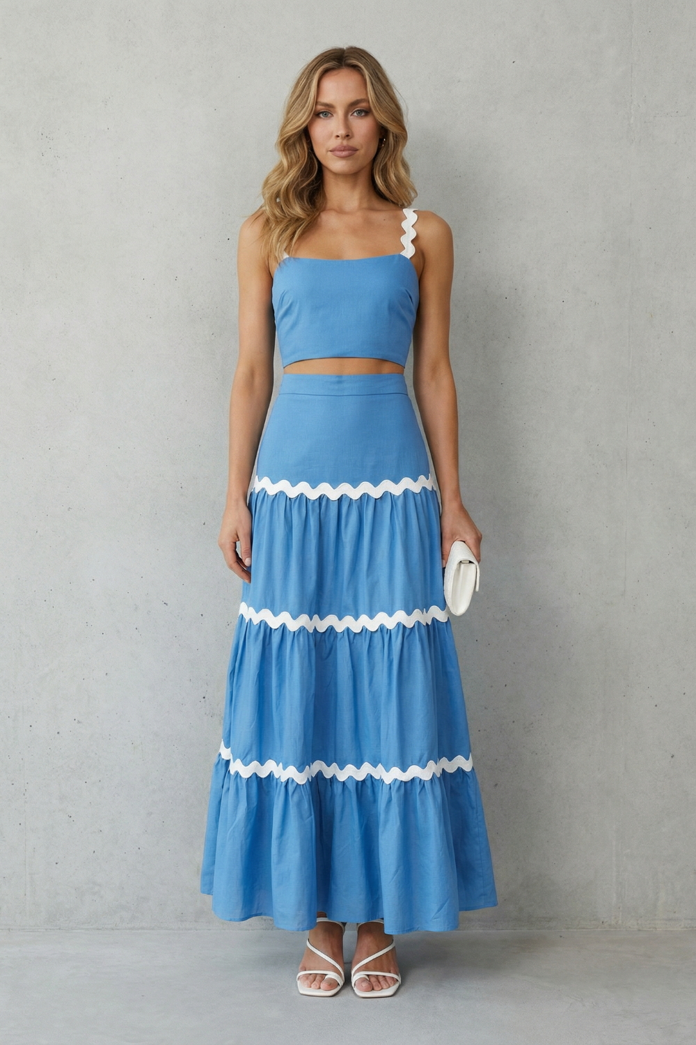 Women's Crop Top and Tiered Maxi Skirt Co-ord Set - Aubrisse