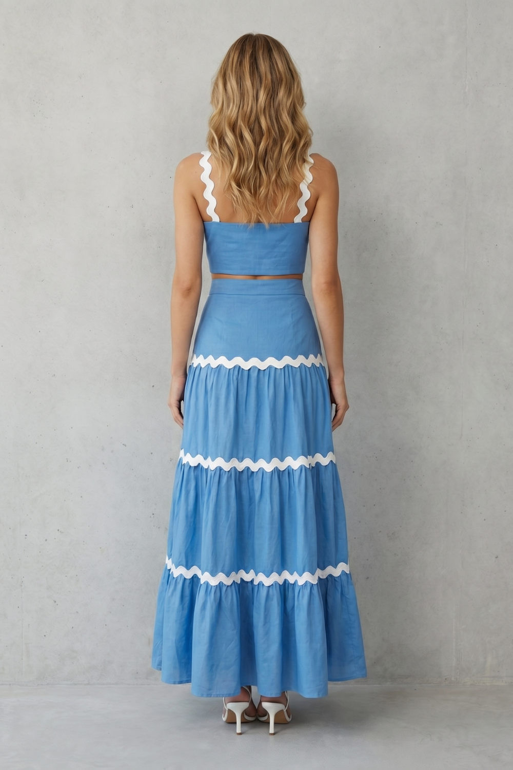 Women's Crop Top and Tiered Maxi Skirt Co-ord Set - Aubrisse