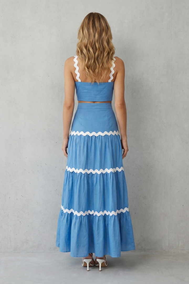 Women's Crop Top and Tiered Maxi Skirt Co-ord Set - Aubrisse