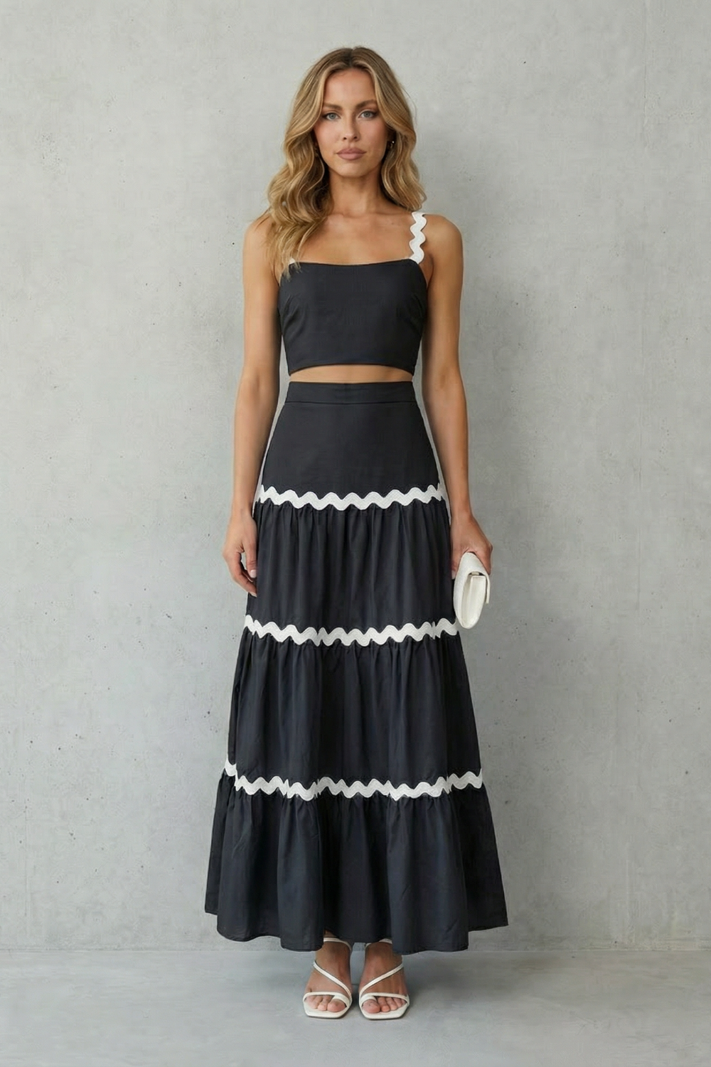 Women's Crop Top and Tiered Maxi Skirt Co-ord Set - Aubrisse