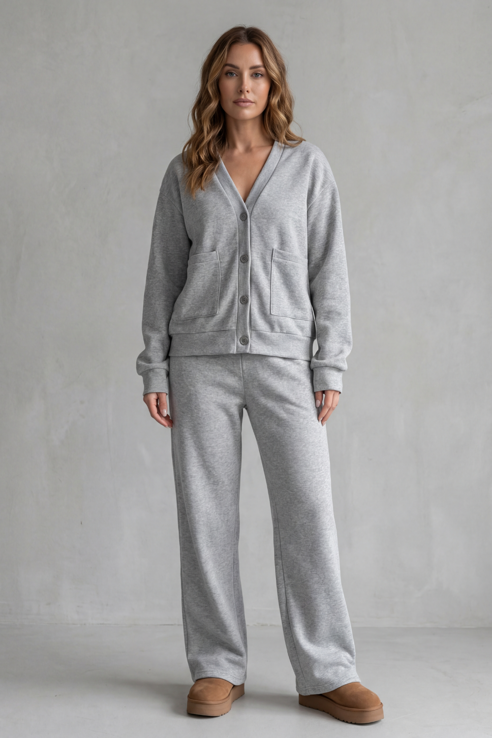 Women's Button-Down Cardigan and Trouser Lounge Set - Helvienne