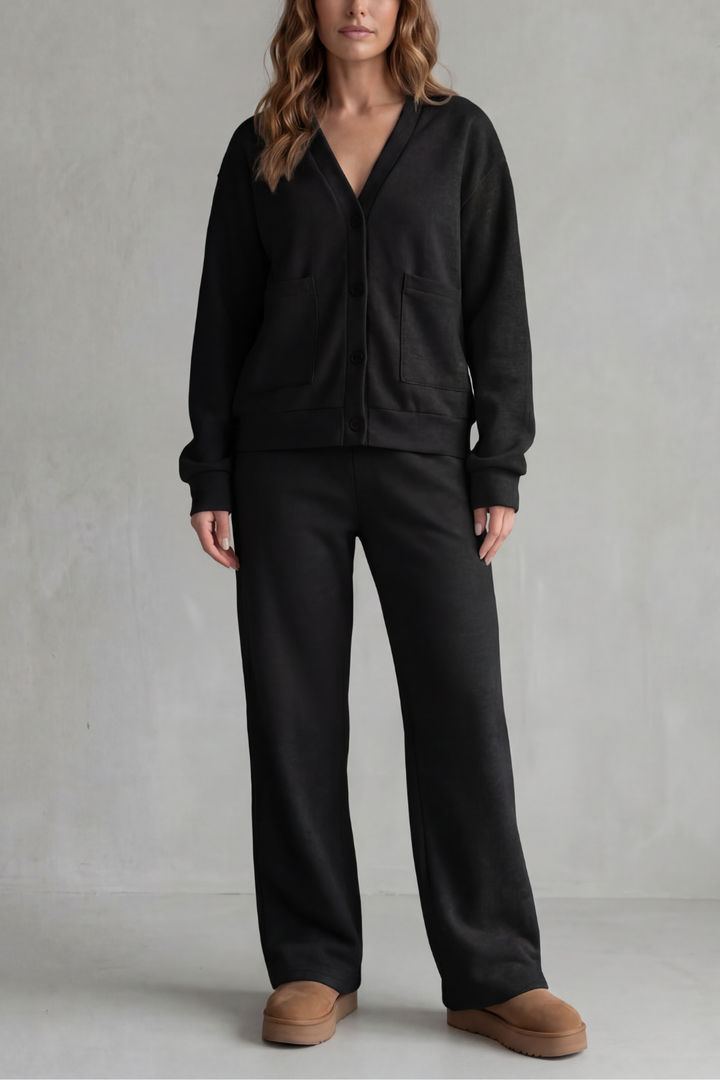 Women's Button-Down Cardigan and Trouser Lounge Set - Helvienne