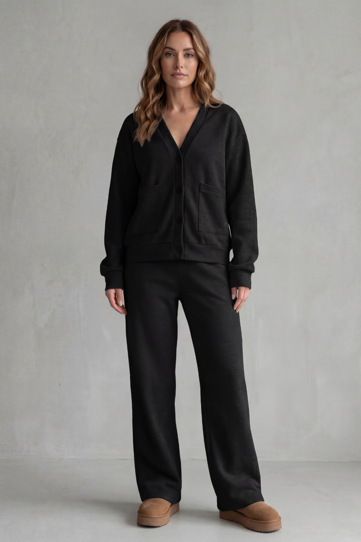 Women's Button-Down Cardigan and Trouser Lounge Set - Helvienne