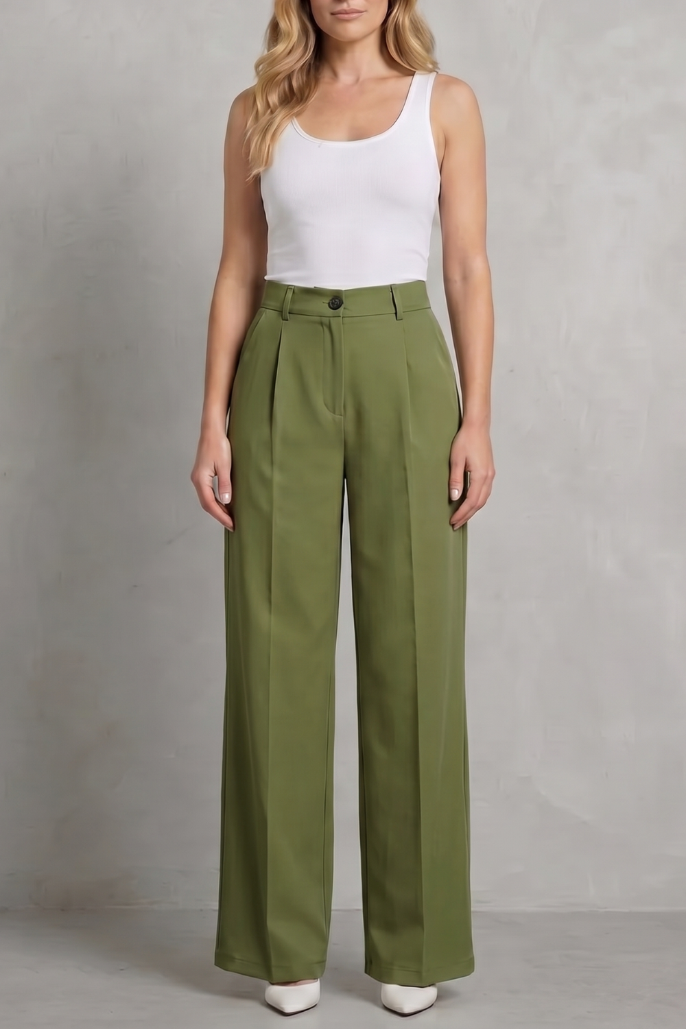 Women's High Waisted Straight Leg Tailored Trousers - Nerissane