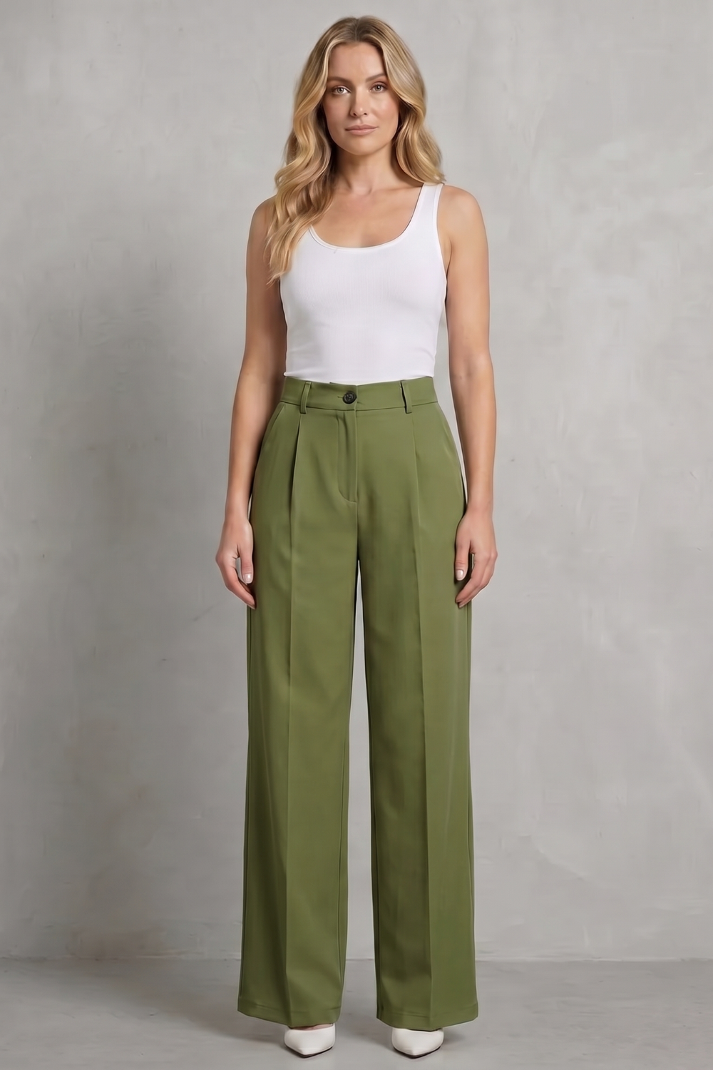 Women's High Waisted Straight Leg Tailored Trousers - Nerissane