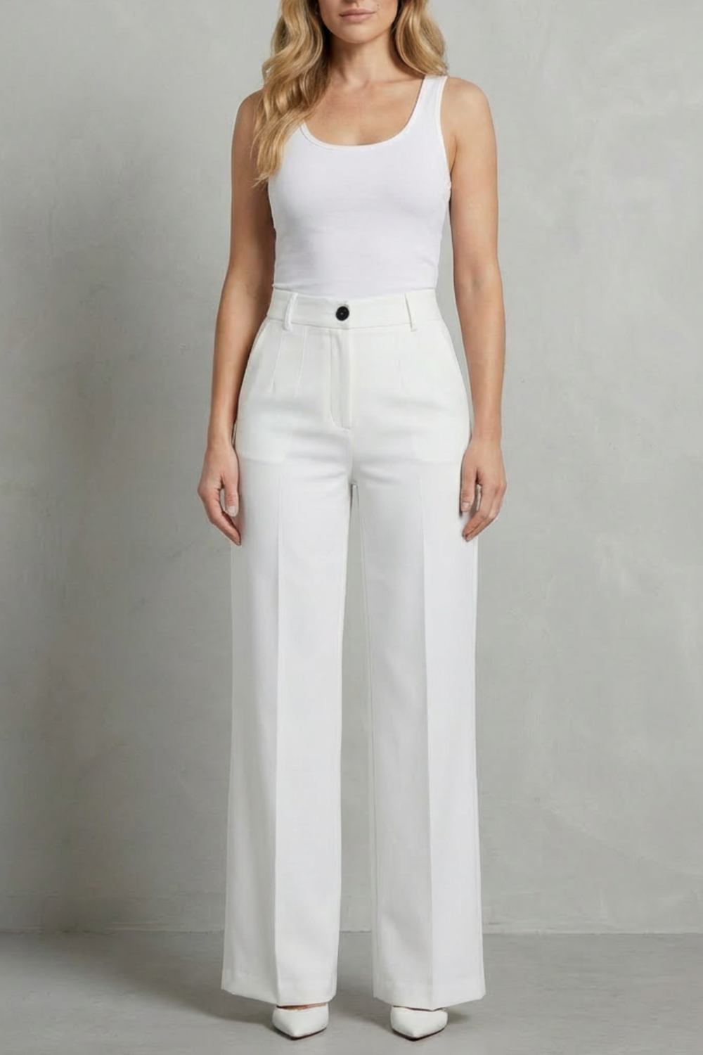 Women's High Waisted Straight Leg Tailored Trousers - Nerissane