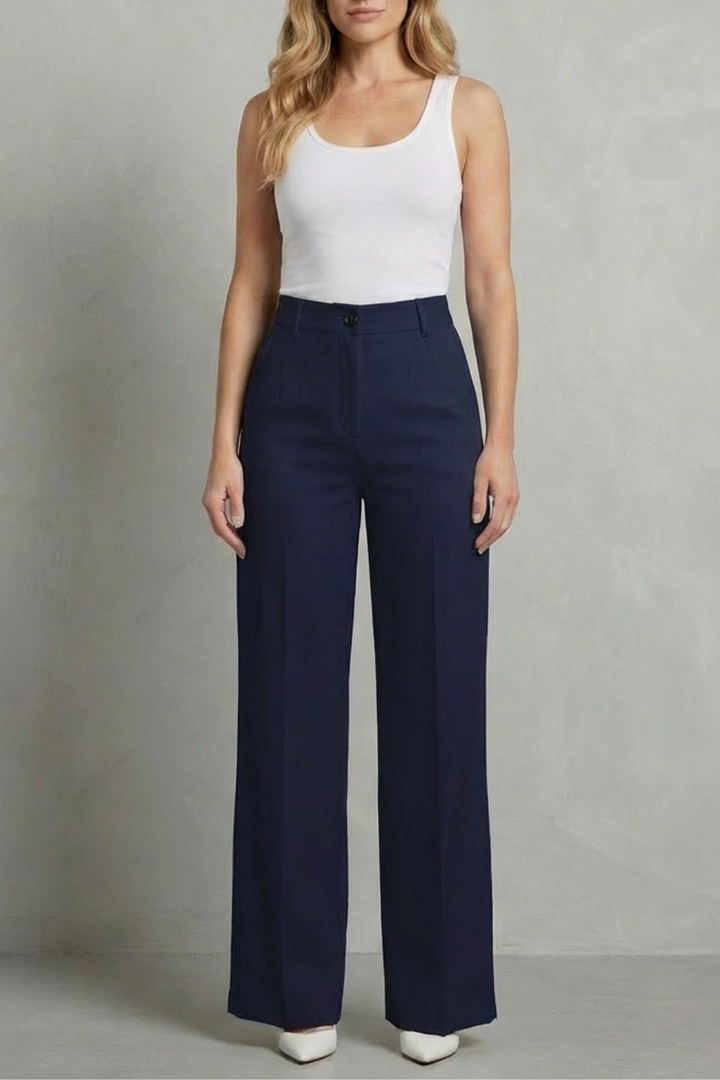 Women's High Waisted Straight Leg Tailored Trousers - Nerissane