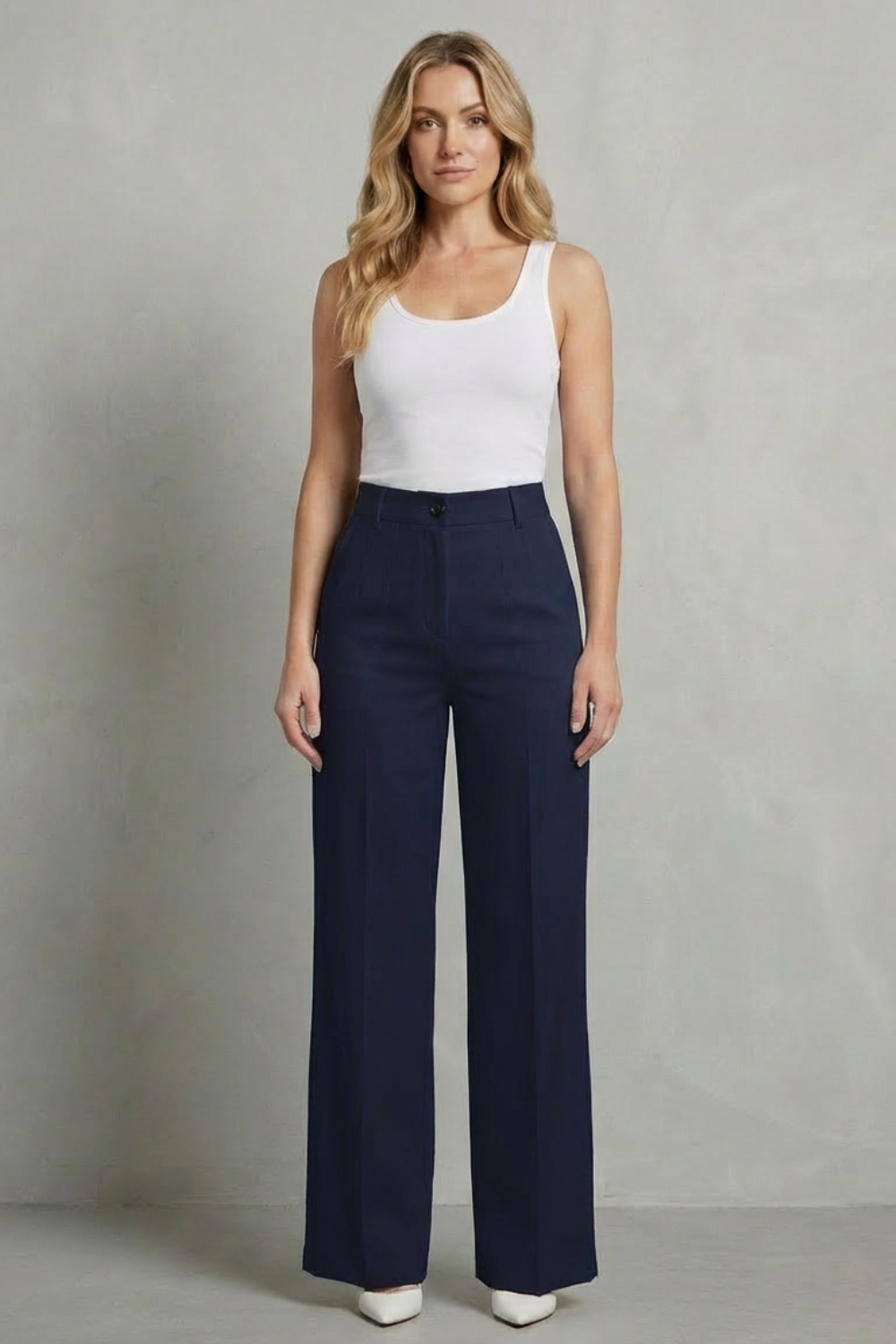 Women's High Waisted Straight Leg Tailored Trousers - Nerissane