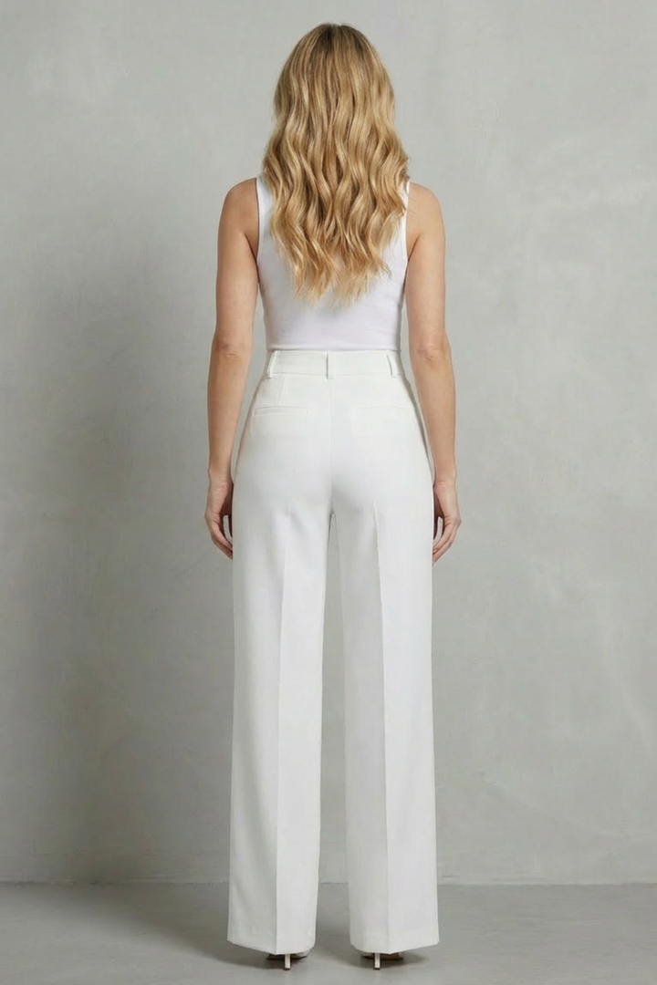 Women's High Waisted Straight Leg Tailored Trousers - Nerissane