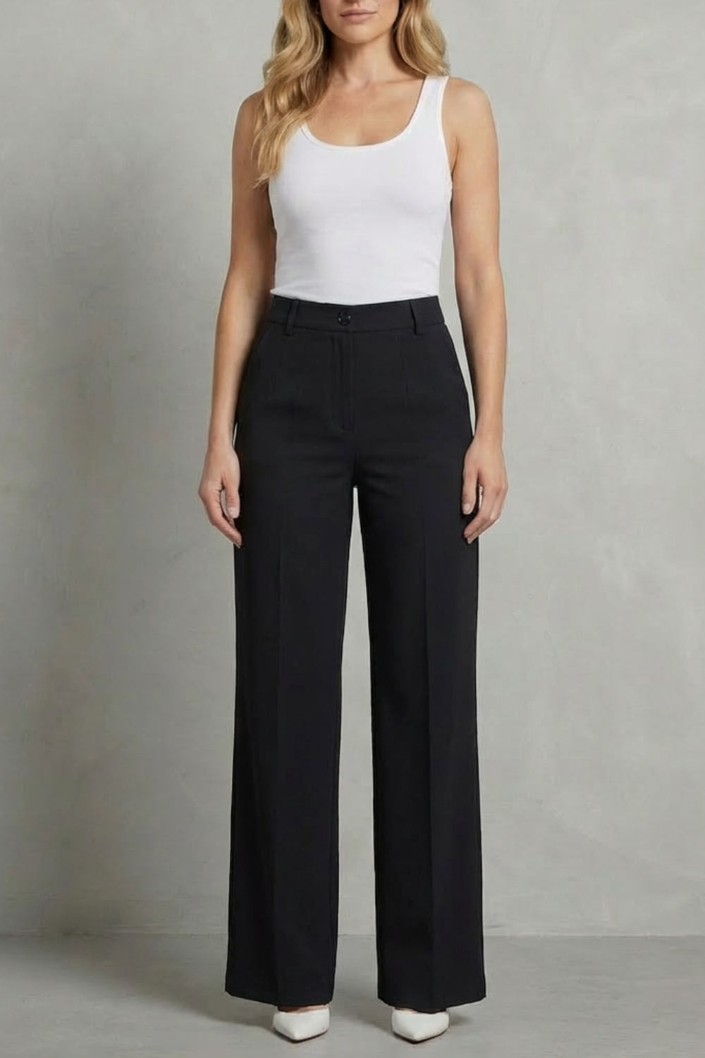 Women's High Waisted Straight Leg Tailored Trousers - Nerissane