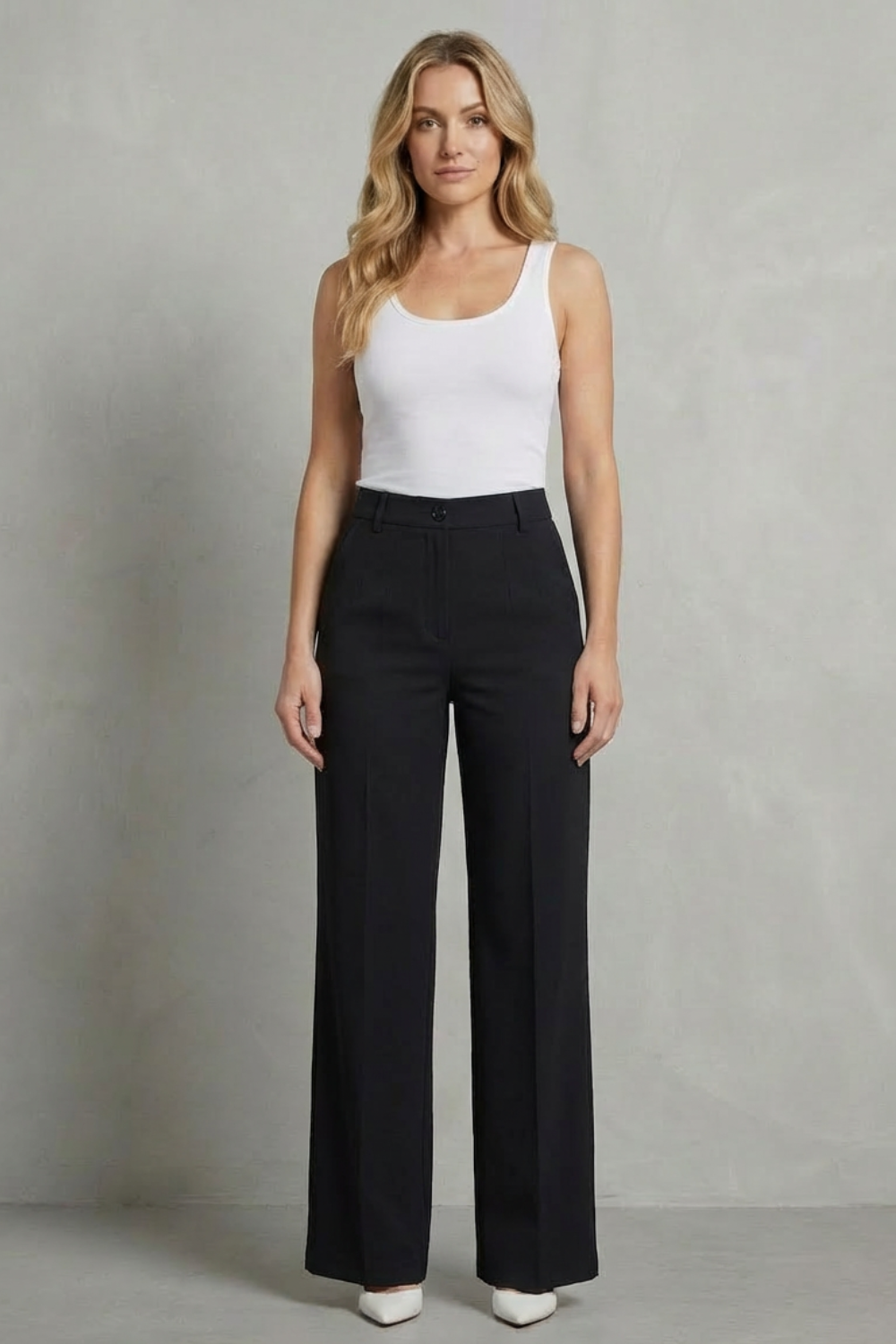 Women's High Waisted Straight Leg Tailored Trousers - Nerissane
