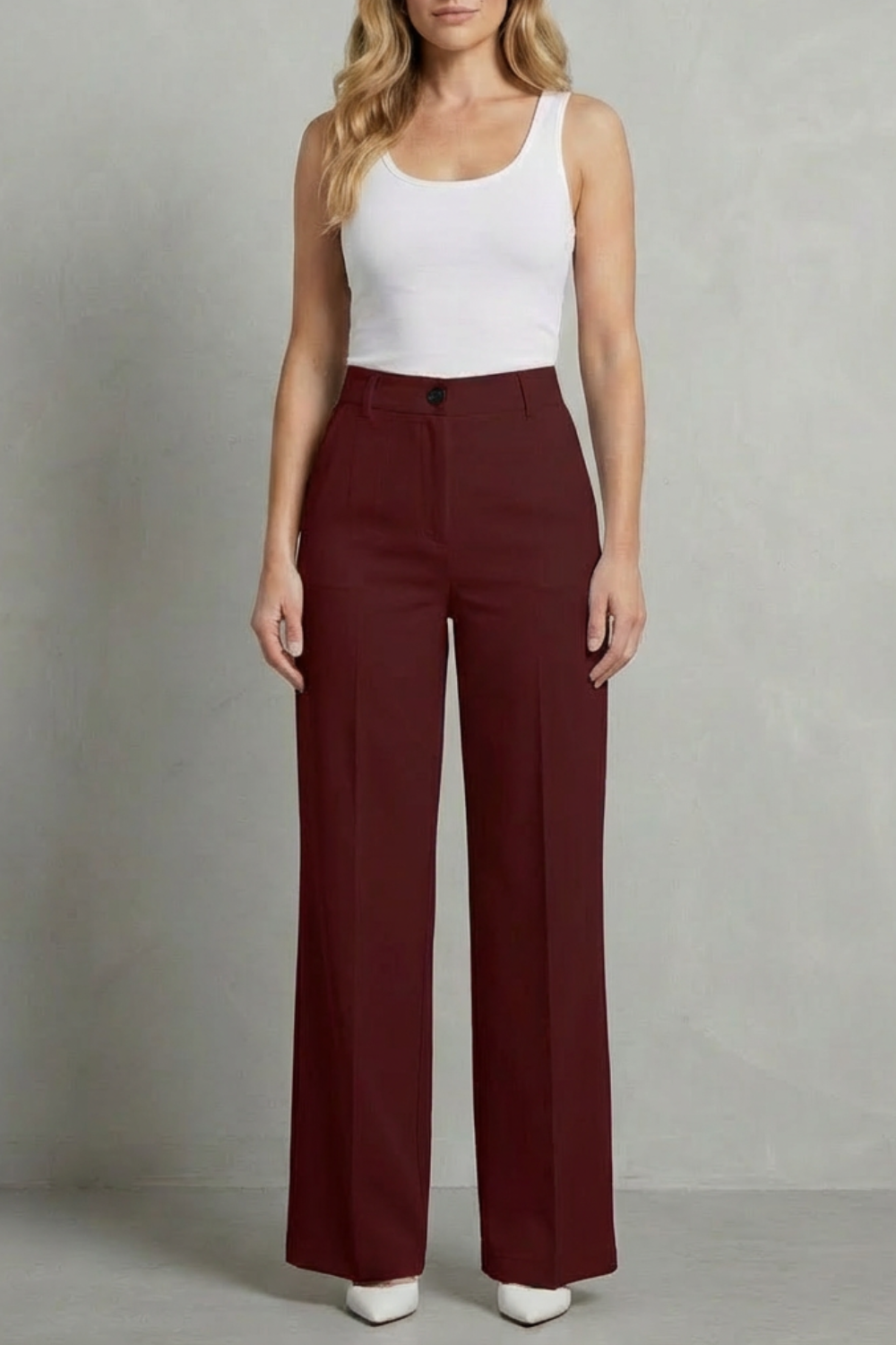 Women's High Waisted Straight Leg Tailored Trousers - Nerissane