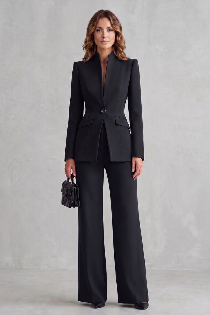 Women's Tailored Blazer and Wide Leg Trouser Suit Set - Cordelise
