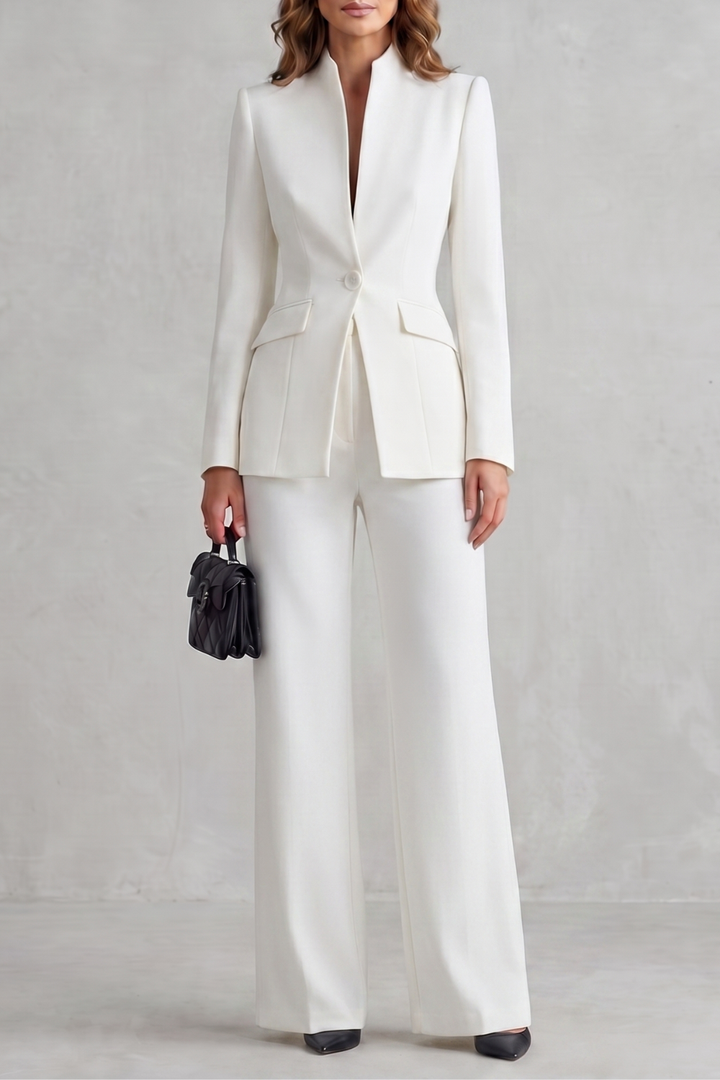 Women's Tailored Blazer and Wide Leg Trouser Suit Set - Cordelise