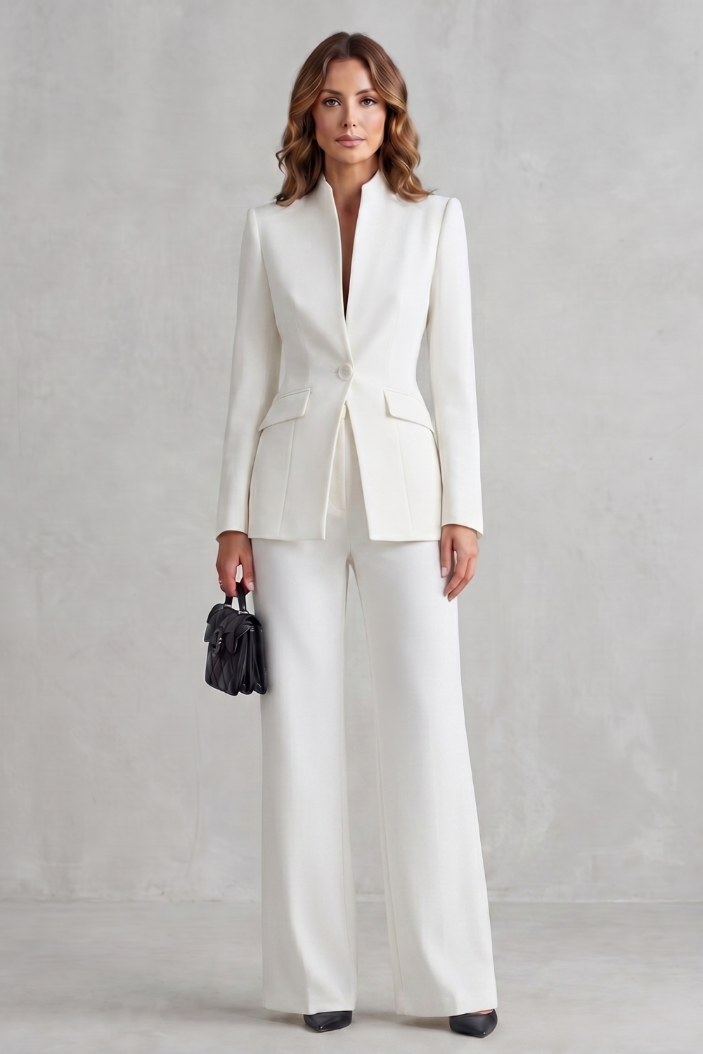Women's Tailored Blazer and Wide Leg Trouser Suit Set - Cordelise