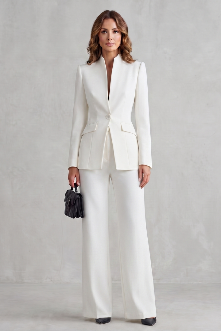 Women's Tailored Blazer and Wide Leg Trouser Suit Set - Cordelise