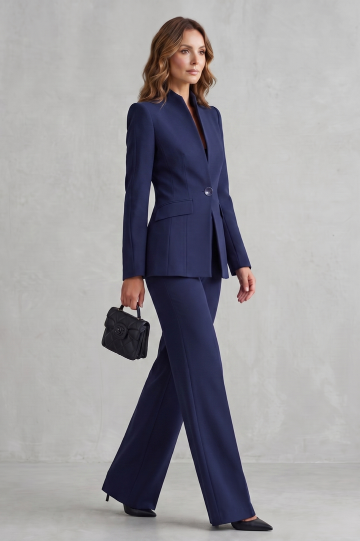 Women's Tailored Blazer and Wide Leg Trouser Suit Set - Cordelise