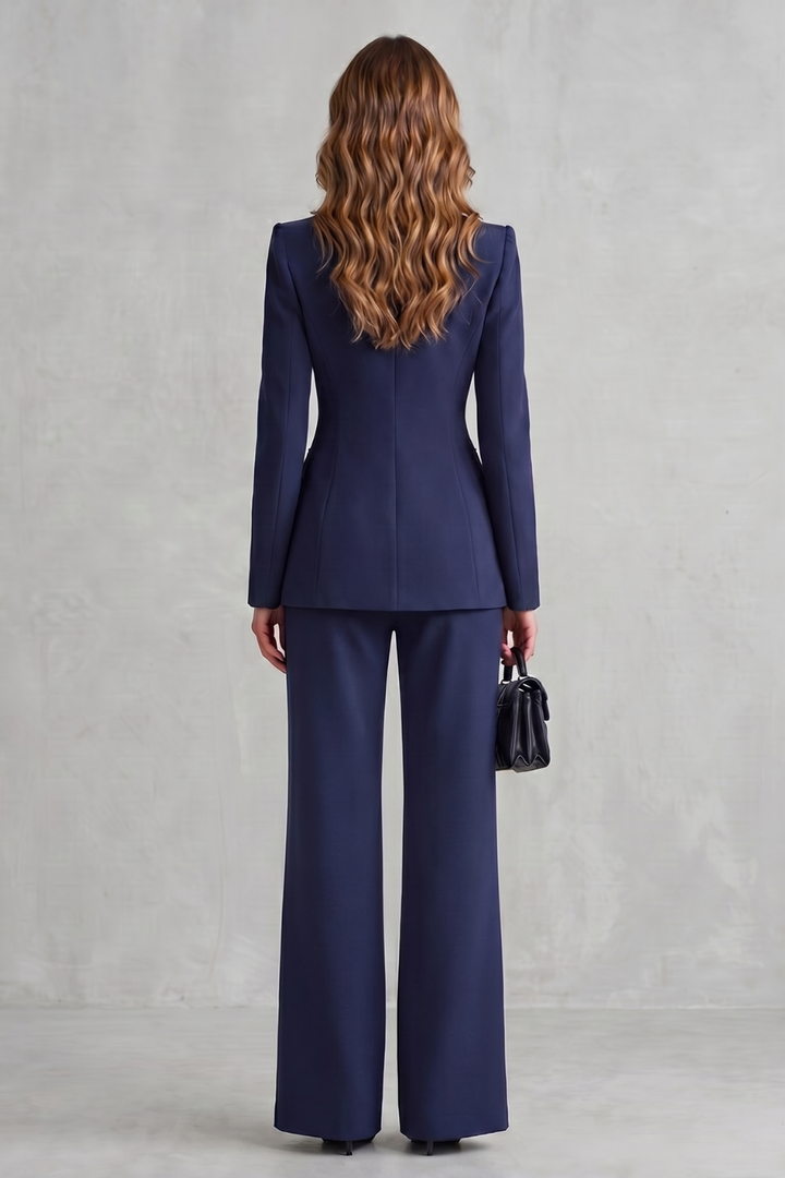 Women's Tailored Blazer and Wide Leg Trouser Suit Set - Cordelise