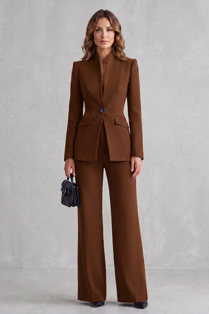 Women's Tailored Blazer and Wide Leg Trouser Suit Set - Cordelise