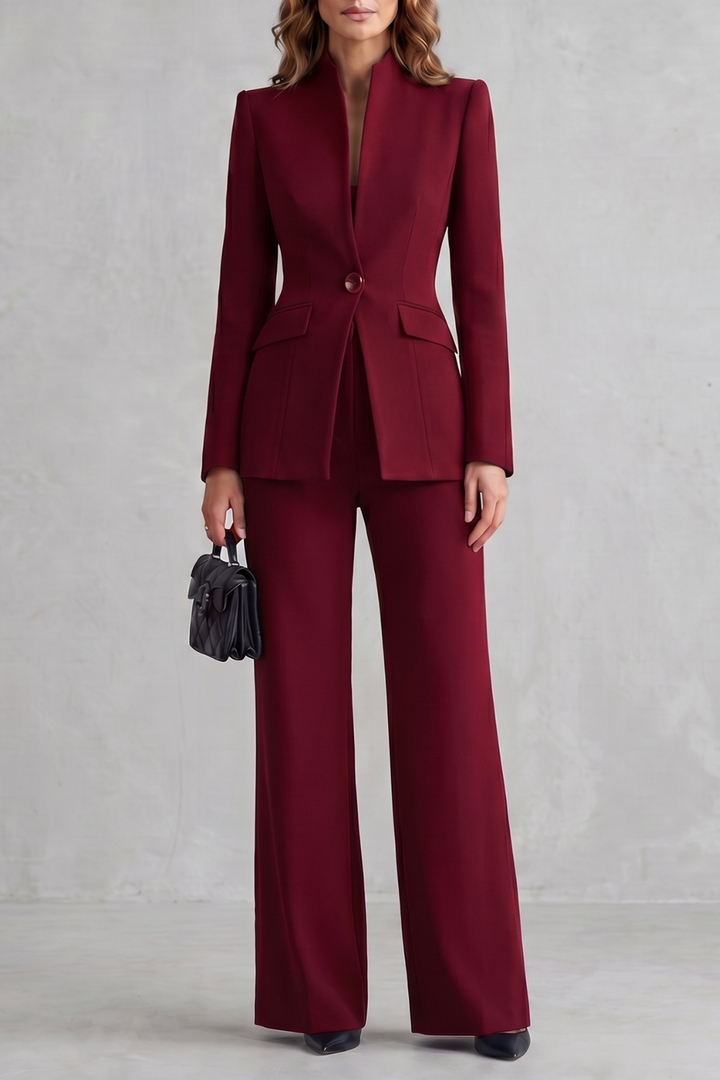 Women's Tailored Blazer and Wide Leg Trouser Suit Set - Cordelise