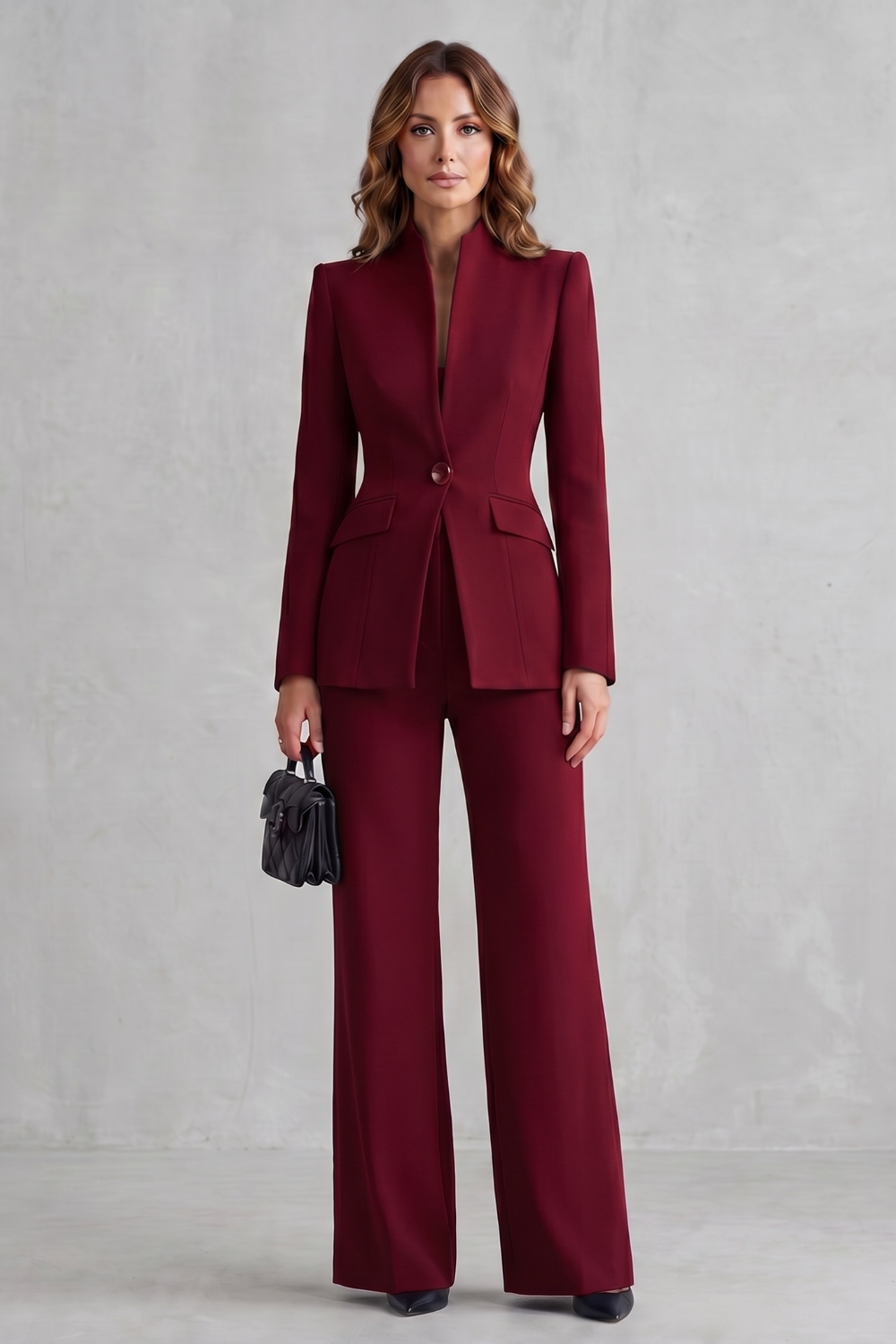 Women's Tailored Blazer and Wide Leg Trouser Suit Set - Cordelise