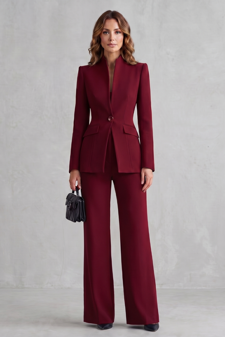 Women's Tailored Blazer and Wide Leg Trouser Suit Set - Cordelise