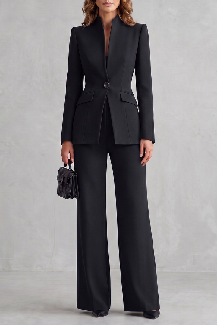 Women's Tailored Blazer and Wide Leg Trouser Suit Set - Cordelise