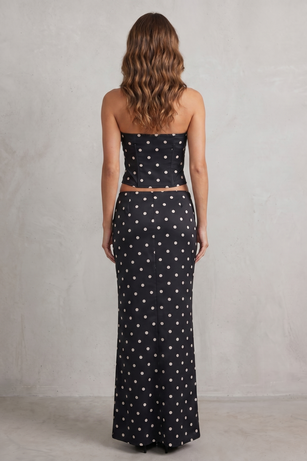 Women's Polka Dot Bandeau Top and Maxi Skirt Set - Camorine