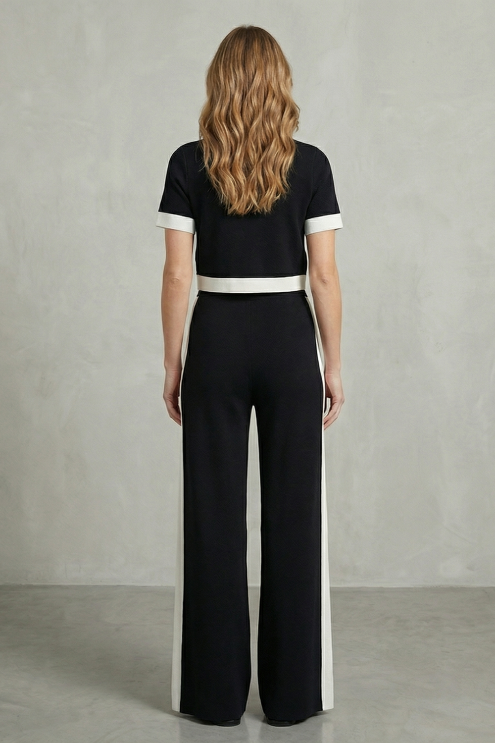Women's Contrast Trim Crop Top and Trouser Co-ord Set - Avienne