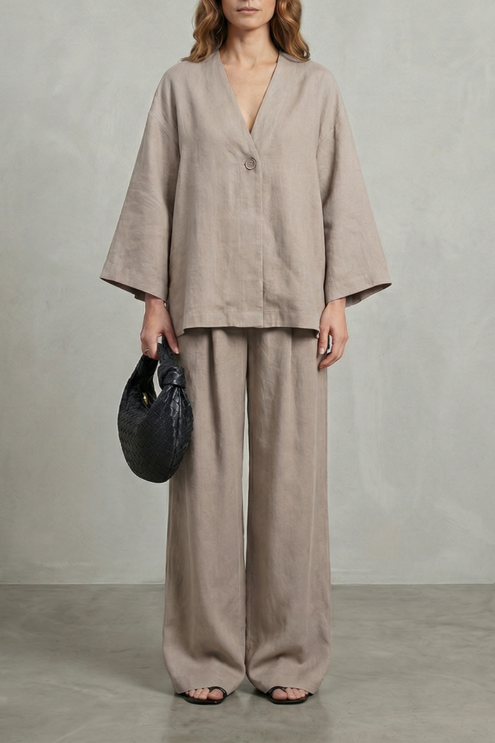 Women's Wrap Top and Wide-Leg Trouser Co-ord Set - Elowyne