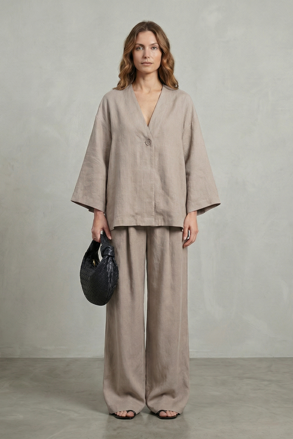 Women's Wrap Top and Wide-Leg Trouser Co-ord Set - Elowyne