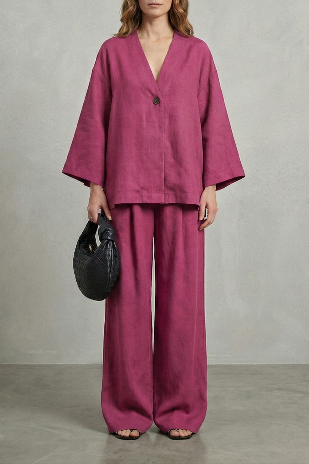 Women's Wrap Top and Wide-Leg Trouser Co-ord Set - Elowyne