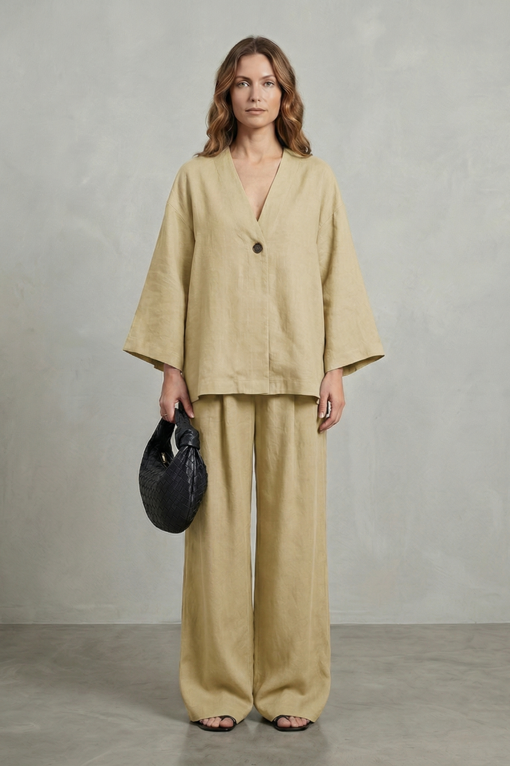 Women's Wrap Top and Wide-Leg Trouser Co-ord Set - Elowyne