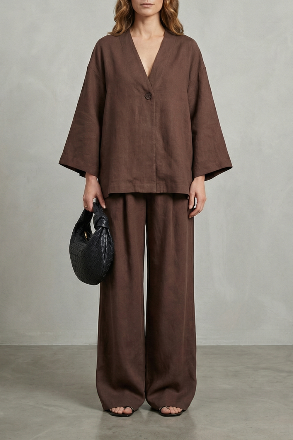 Women's Wrap Top and Wide-Leg Trouser Co-ord Set - Elowyne