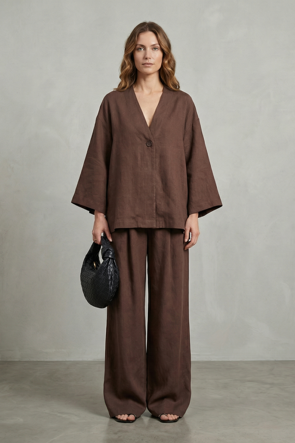Women's Wrap Top and Wide-Leg Trouser Co-ord Set - Elowyne