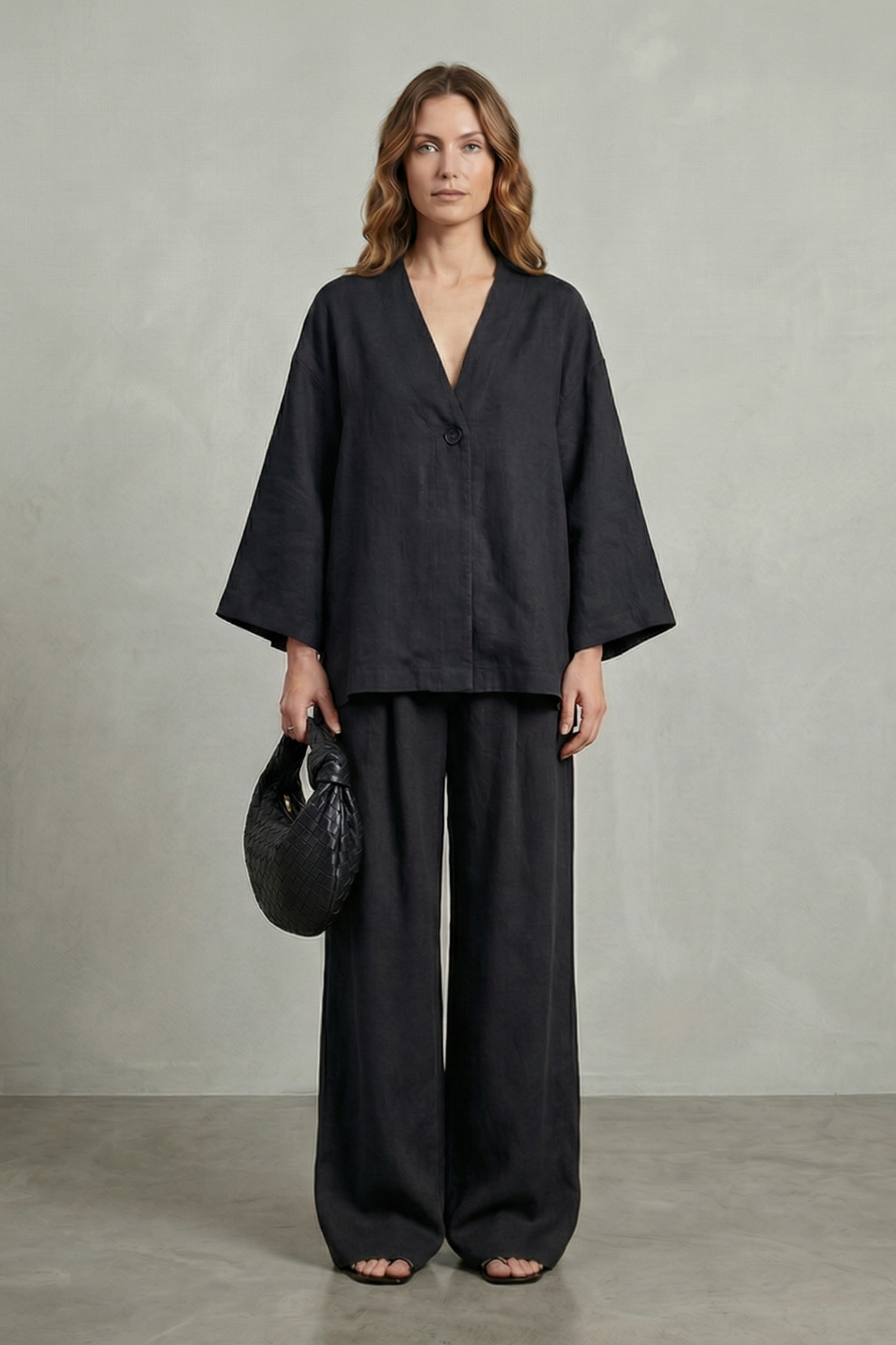 Women's Wrap Top and Wide-Leg Trouser Co-ord Set - Elowyne