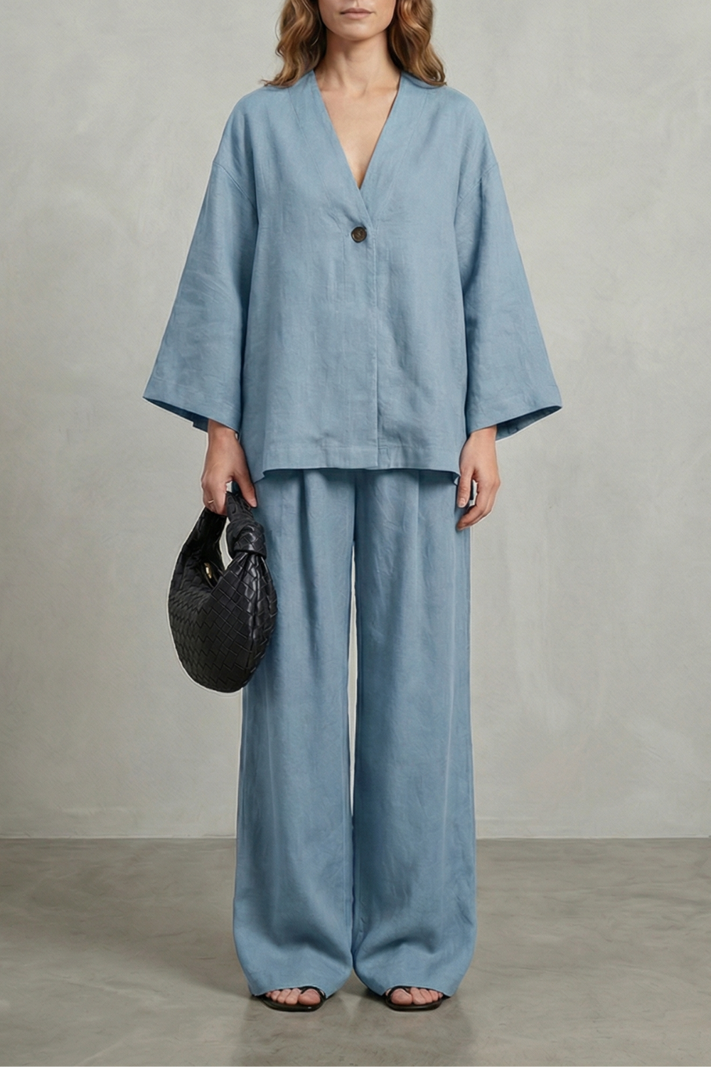 Women's Wrap Top and Wide-Leg Trouser Co-ord Set - Elowyne