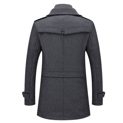 Men's 2-in-1 overcoat with zip bib collar Calder in Grey – back view