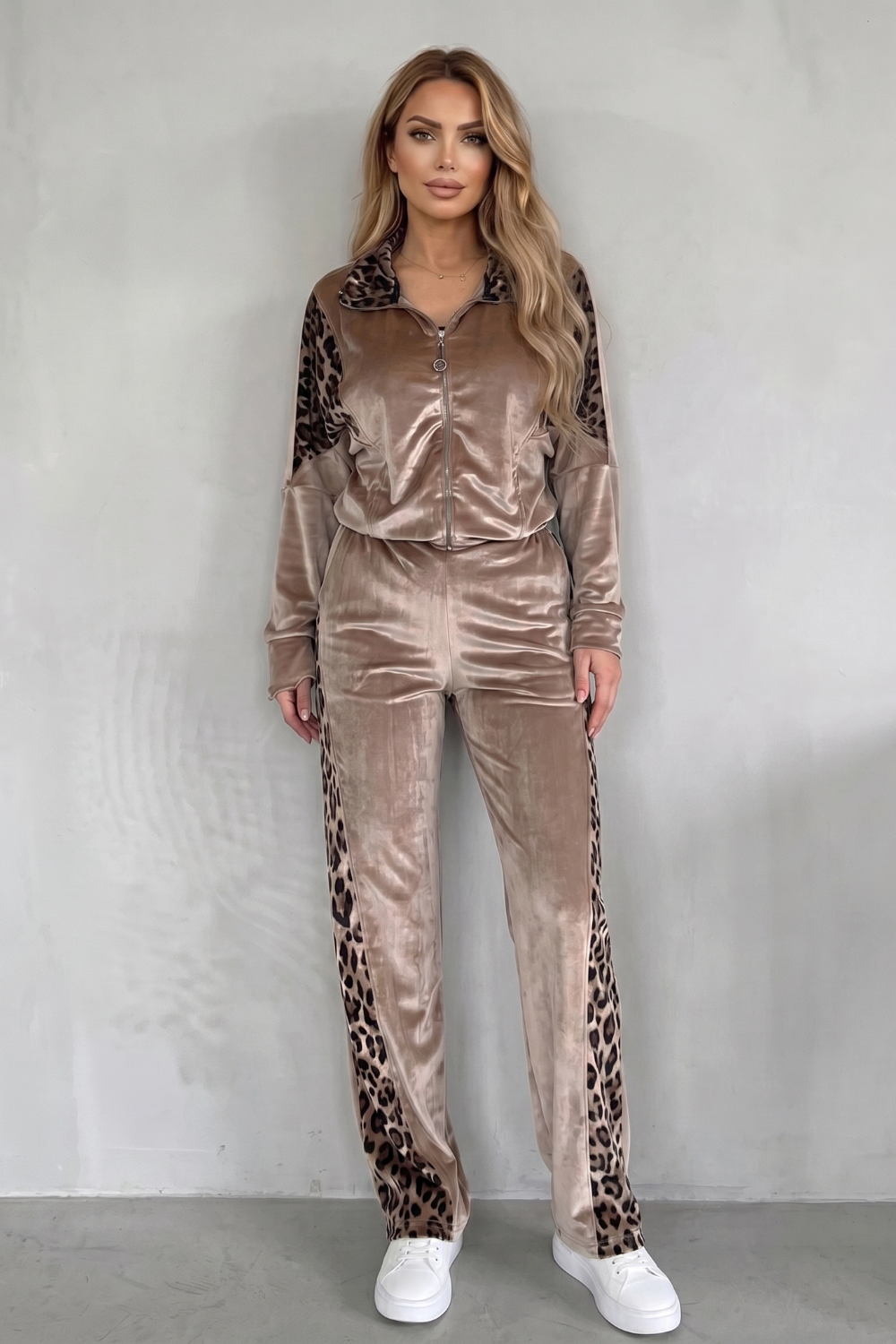 Women's Leopard Print Three-Piece Tracksuit Co-ord Set - Helvoise
