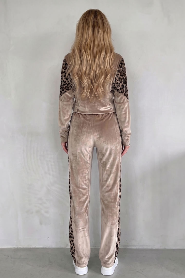 Women's Leopard Print Three-Piece Tracksuit Co-ord Set - Helvoise
