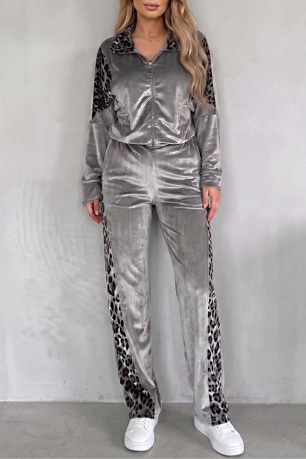 Women's Leopard Print Three-Piece Tracksuit Co-ord Set - Helvoise
