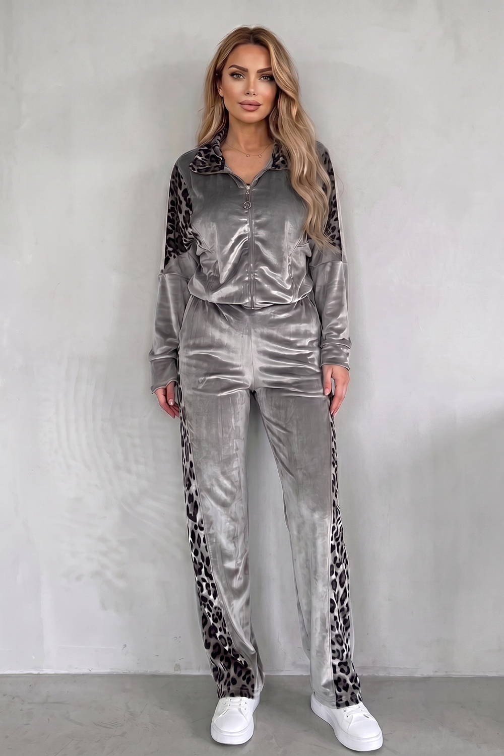 Women's Leopard Print Three-Piece Tracksuit Co-ord Set - Helvoise