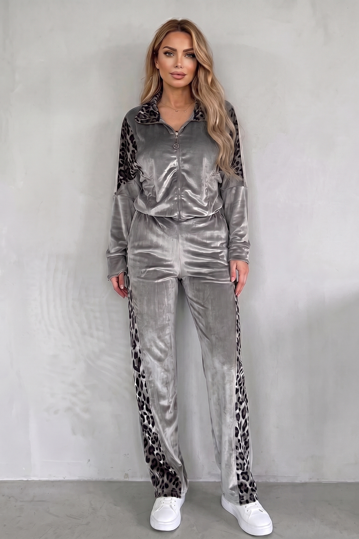 Women's Leopard Print Three-Piece Tracksuit Co-ord Set - Helvoise