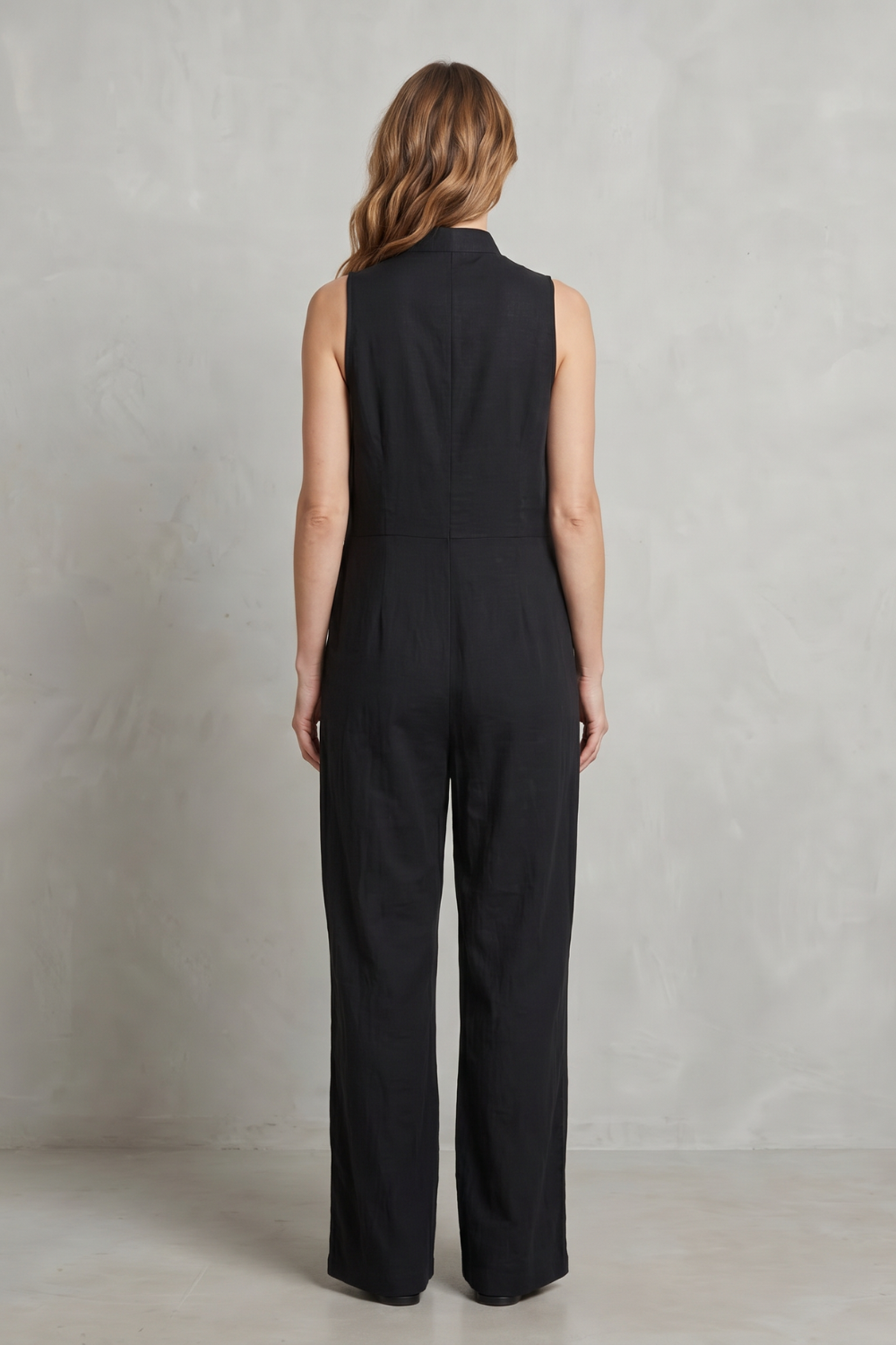 Women's Sleeveless Button Front Wide Leg Jumpsuit - Isolienne
