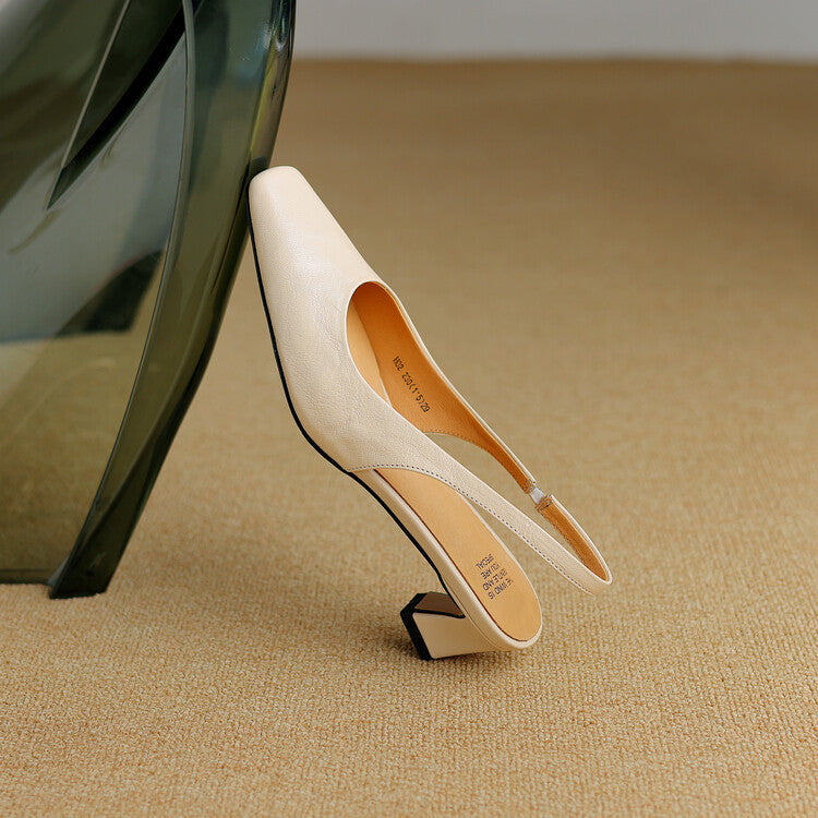 Women's Leather Slingback Block Heels – Ersa